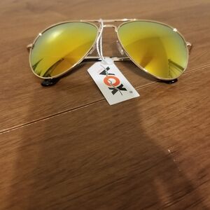 VOX Women's Aviator Sunglasses Gold Tint